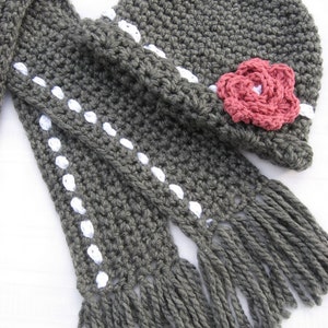Crochet Hat and Scarf Pattern: Rosette Blossom, Market Style (PDF Pattern)