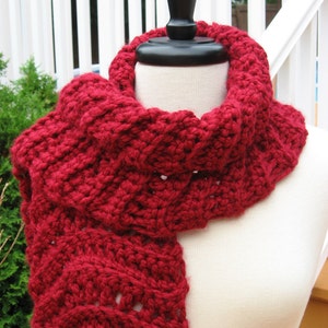 Ripple Scarf with Rosette Blossom, Crochet Pattern pdf, Instant download available image 2