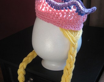 Princess Rapunzel Crochet Crown with Braids,Crochet  Pattern pdf sizes 3mos - 6yrs, Instant Pattern Download Available