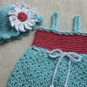 Sweet Summer Sundress and Matching Hat crochet pattern pdf 6 sizes included newborn-child