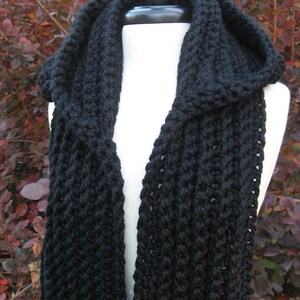 Ultra Plush Nordic Hooded Wool Blend Scarf - Jet Black