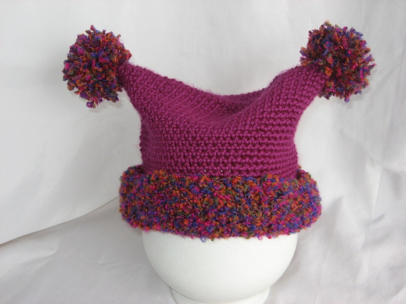 Double Pom Pom Hat Crochet Pattern pdf ,easy to make,5 sizes newborn to adult image 5