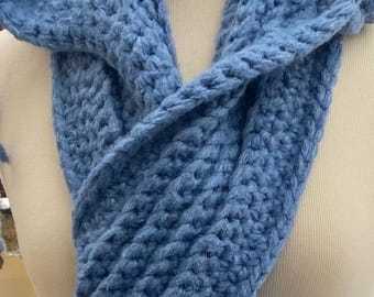 Nordic Hooded Scarf in Denim Blue,