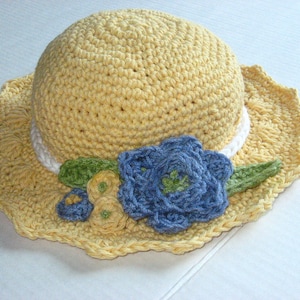 Summer Blooms Sun Hat, Crochet Pattern pdf, instant download available