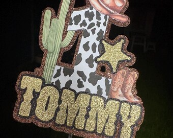 Cowboy/Cowgirl Cake Topper, Personalised with Name and Age