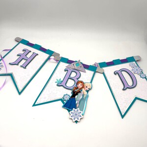 Frozen Elsa Anna Olaf Winter Birthday Banner Party Decoration. image 10