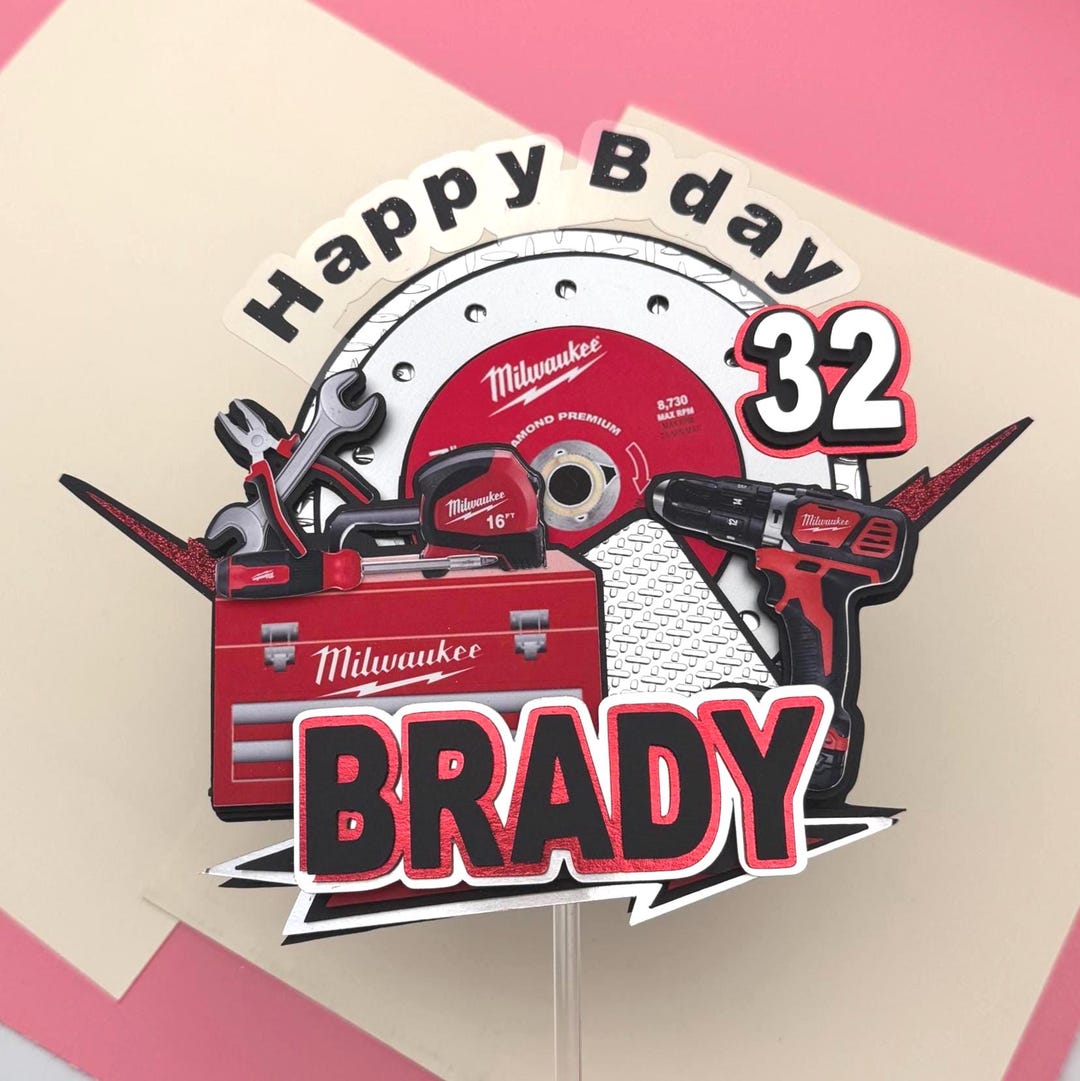 Tools Cake Topper: Father's Day, Craftsman Theme, Milwaukee Works , Dad ...