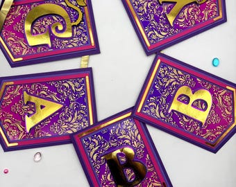 Descendants Birthday Banner :  Cardstock Princess Party Decor.