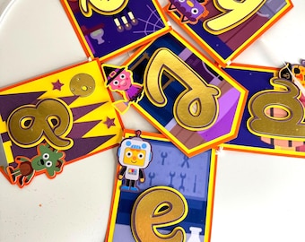 Personalized Super Simple Songs  Banner or Guirnalda and Letter: Halloween Witch Birthday.