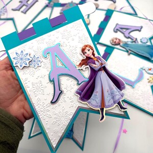 Frozen Elsa Anna Olaf Winter Birthday Banner Party Decoration. image 9