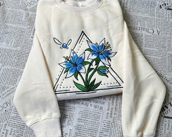 Bluza z haftowanym kwiatem „Cicha Księżniczka”, bluza z kapturem inspirowana legendą Zeldy, fantasy gamer, gif z gry RPG w stylu retro