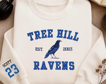 Vintage Tree Hill Ravens Besticktes Sweatshirt, One Tree Hill inspiriert Rundhalsausschnitt, Tree Hill High School Pullover, OTH Fan Geschenk