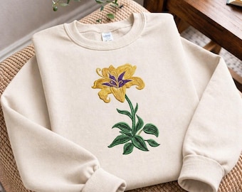 Bluza z haftowanym kwiatem w kształcie kropli słońca, Disney Zaplątani Roszpunka z okrągłym dekoltem