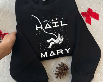 Bluza z haftem „Project Hail Mary”, bluza z okrągłym dekoltem z motywem książki science fiction „Astrofa” z motywem książki „Astrofaga”, koszulka dla fanów Andy’ego Weira, prezent dla kosmicznego nerda
