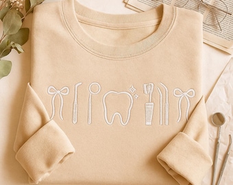 Embroidered Dental Hygienist Sweatshirt: Cotton Fleece Dental Assistant Shirt