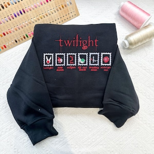 Vintage Twilight Embroidered Sweatshirt: Bookish Moonlight Fantasy