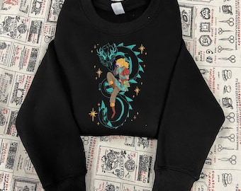 Bluza z haftowanym smokiem inspirowana Zeldą, projekt postaci fantasy z Legendy Zeldy, estetyczny top dla gracza, prezent RPG