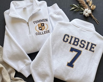 Tommen College Gibsie 7 Embroidered Quarter Zip And Sweatshirt, Boys of Tommen Inspired, Bookish Merch, Chloe Walsh