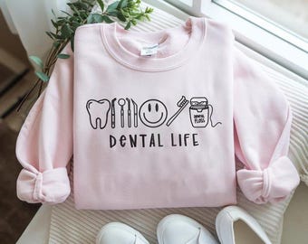 Embroidered Dental Hygienist Crewneck Sweatshirt: Dentist Gift