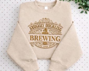 Bluza z kapturem i haftowanym przytulanką kaczuszką, koszulka Tangled Brewing, koszulka Disney Tangled, prezent dla niego/niej