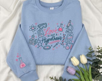 The Love Hypothesis Embroidered Sweatshirt, Ali Hazelwood Book Merch, STEM Romance Crewneck, Booktok Reader Gift, Romance Book Lover