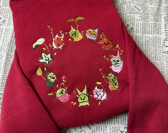 Bluza z haftem Zelda Korok, bluza z kapturem inspirowana legendą Zeldy, prezent RPG dla graczy fantasy