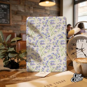 Purple Floral Kindle Case, Kobo Case, Kindle Paperwhite case 12th gen, Kindle Clear back, Kindle 11th 6", Paperwhite 11th 6.8", Kindle 2024