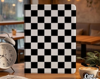 Black White iPad Case with Pencil Holder Auto Wake/Sleep iPad Pro 13 12.9 11 iPad 7/8/9th iPad Air 7/6/5/4 Mini A17 iPad Cover Personalized