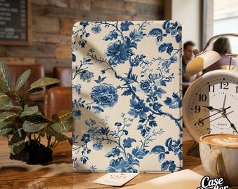 Blue Floral Kindle Paperwhite 12th Case Kindle Colorsoft Case Kindle 11th 2024 Case with Strap Paperwhite 11th 6.8 case Kobo Clara Cover