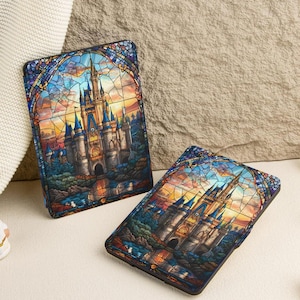 Custodia per Kindle Stained Glass Castle, custodia per Kobo, custodia per Kindle Paperwhite 12° 7"/11° 6,8"/10° 6", Kindle Fire, custodia per Kindle con retro trasparente, custodia per Kobo Clara