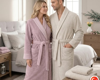 Set di accappatoi in cotone per coppie, confezione regalo da 12 pezzi per la famiglia, accappatoi e asciugamani per lui e per lei.