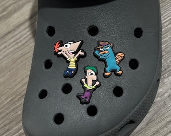 3pcs Phineas Ferb Perry Set Clogs Charms - Disney TV Show Platypus Shoe Charms  - Gift for Adult, Teen, and Kids - Summer Vacation Adventure