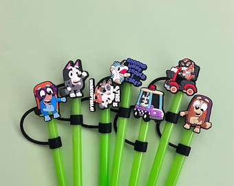 New High Quality Blue Dog TV Show 8mm Straw Covers - Children Kids Australian Funny Show Straw Topper  - Sets Available