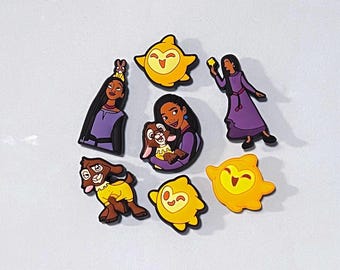 Wish Star Clogs Charms - Asha Valentino Goat Shoe Charms  - Set Available Gift for Kids - Cartoons Disney Movie Film Wishing Star