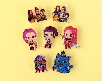 Adornos acrílicos con purpurina para zuecos de grupos de chicas K-Pop y anime - Adornos para zapatos de la banda de chicos Cazadores de demonios - Sets disponibles para niños, adolescentes y adultos - Película coreana