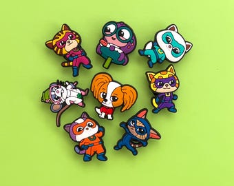 High Quality Super Kitty Clogs Charms - Superhero Kitties Villains TV Show Shoe Charms  - Sets Available Gift for Kids - Cartoons Disney Cat