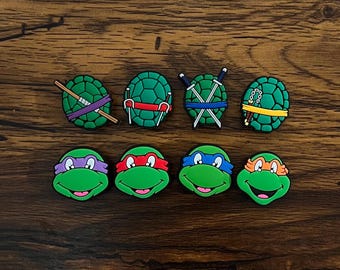 Set de 8 colgantes de alta calidad de las Tortugas Ninja (TMNT) para zapatos: comida, pizza, rata, etc. - Regalo para adultos, adolescentes y niños.