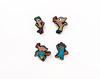 Adornos para zapatos de Phineas y Ferb - Adornos para zapatos de Perry el Ornitorrinco, serie de Disney - Set disponible - Regalo para niños - Dibujos animados