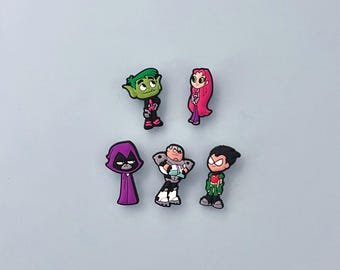 Adornos para zapatos de Teen Titans - Adornos para zapatos de la serie de televisión de superhéroes - Sets disponibles. Regalo para adultos y niños.