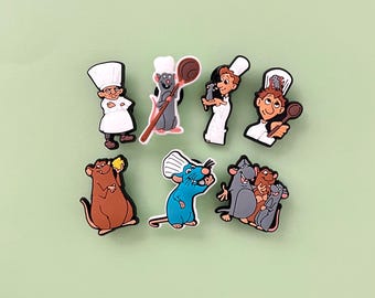Adornos de alta calidad para zapatos de Ratatouille - Adornos para zapatos del chef Remy Alfredo - Sets disponibles - Regalo para niños - Dibujos animados de la película de Disney