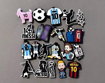Argentina Soccer Player Messi Clogs Charms - Futbol Sports Jersey Teams Shoe Charms - Gifts for adults, teen and kids - Sets Available