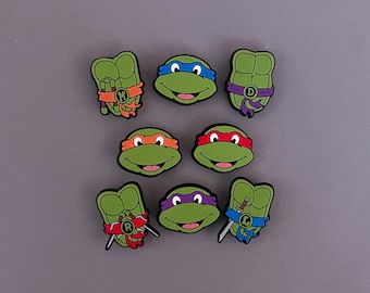TMNT Plastron Shells Clogs Charms - Ninja Turtles Heads Movie TV Show Shoe Charms - Set Available Gift for Teens Kids - Cartoons