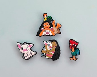 Adornos para zuecos de Moana - Adornos para zapatos de la película Disney - Set disponible para regalo infantil - Dibujos animados: Pollo Heihei y Cerdo Pua