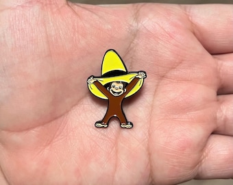 Curious Monkey Enamel Pin - George Man in Yellow Hat TV Show Metal Pin