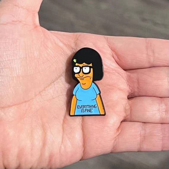 Bobs Burger Tina Belcher Enamel Pin - Funny TV Show Anxiety Scared Everything is Fine Metal Pin