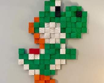 Handmade Wood Pixel Art Yoshi | 20x26 | Retro Video Game Art - Etsy