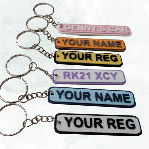 Personalised Car Registration Keyring - Union Jack - Reg Number Or Name - Yellow - Foto 5