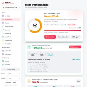 Airbnb-värdsöversikt | Dynamisk prissättning, konkurrentanalys (webbapp)