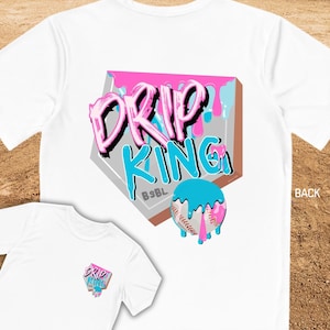 Baseball Home Plate Drip King Youth Competitor Performance Tee, Baseball Pink Blue Shirt Player Gift, Sports Fan Apparel