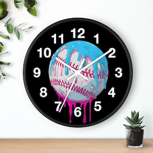 Baseball Drip Time Wall Clock, Sports Clock, Baseball Decor, Gift for Baseball Fan, Unique Clock, Baseball Gift